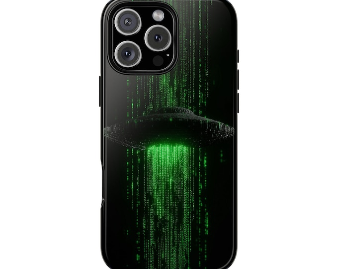 UFO Green Matrix Code Breakthrough Phone Case: iPhone, Galaxy, Pixel - Lifetime Warranty