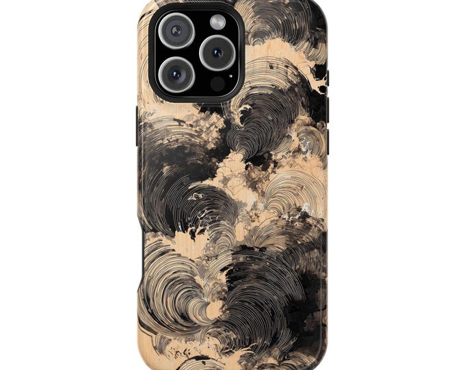 Zen Black Ink Spiral Pattern Phone Case: iPhone, Galaxy, Pixel - Lifetime Warranty