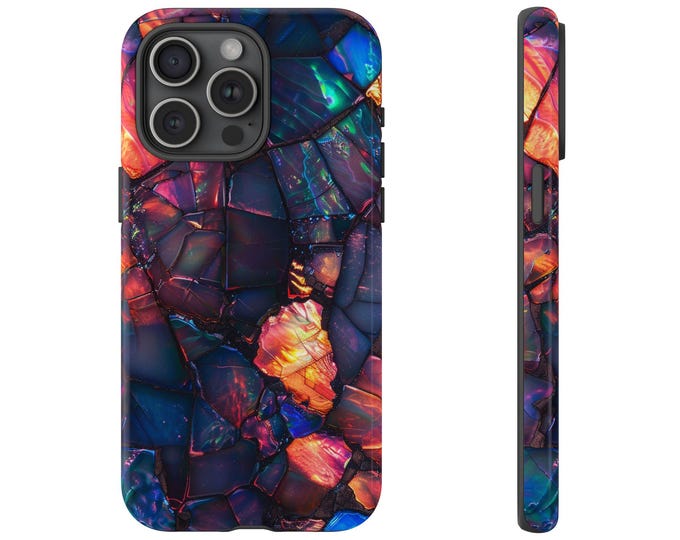 Opal Pink Blue Rock Glass Phone Case: iPhone, Galaxy, Pixel - Lifetime Warranty