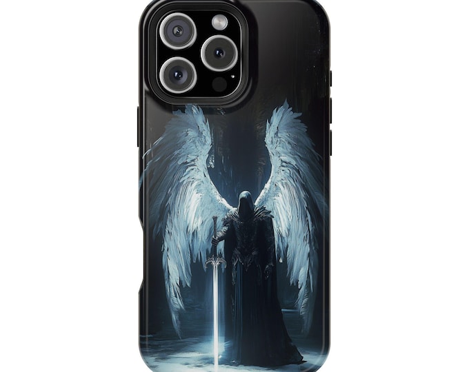 Dark Angel Knight White Wings Fantasy Phone Case: iPhone, Galaxy, Pixel - Lifetime Warranty