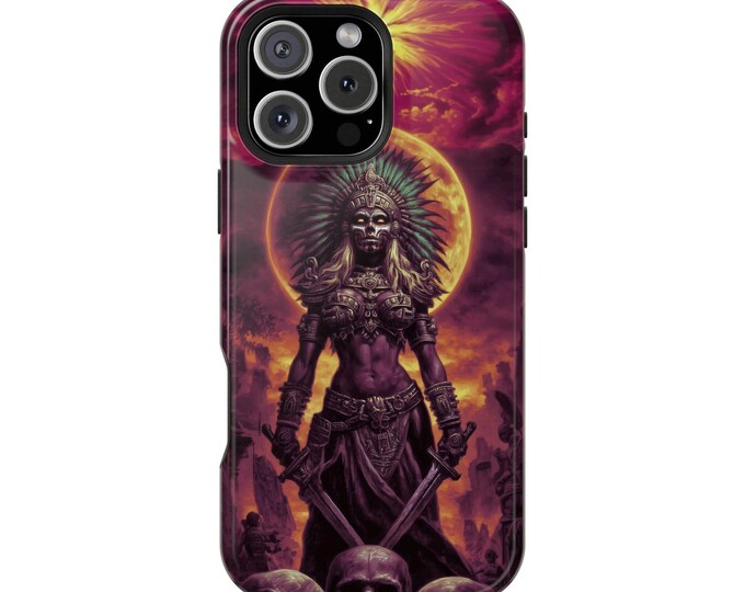 Ethereal Moon Aztec Female Warrior Phone Case: iPhone, Galaxy, Pixel - Lifetime Warranty