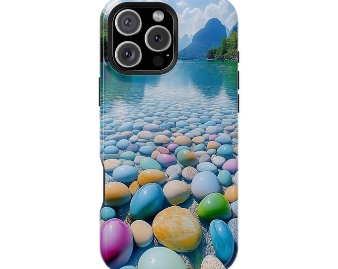 Lake Rocks Opal Colorful Pebbles Wilderness Phone Case: iPhone, Galaxy, Pixel - MagSafe Compatible