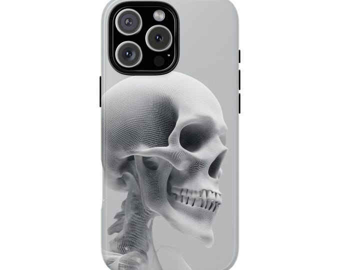 Black White Skull Minimalist Vector Surface Phone Case: iPhone, Galaxy, Pixel - Lifetime Warranty