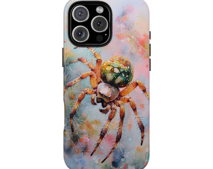 Orb Weaver Spider Colorful Watercolor Phone Case: iPhone, Galaxy, Pixel - Lifetime Warranty