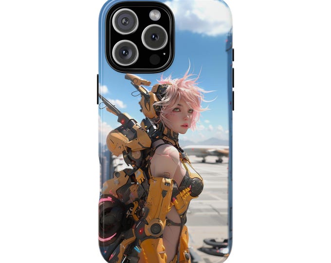 Mecha Suit Anime Girl Yellow Robot Armor Phone Case: iPhone, Galaxy, Pixel - Lifetime Warranty