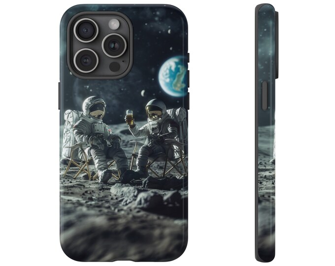 Lunar Cheers Astronauts Moon Beer Phone Case: iPhone, Galaxy, Pixel - Lifetime Warranty
