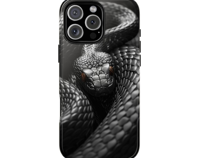 Onyx Black Snake Viper Phone Case: iPhone, Galaxy, Pixel - MagSafe Compatible