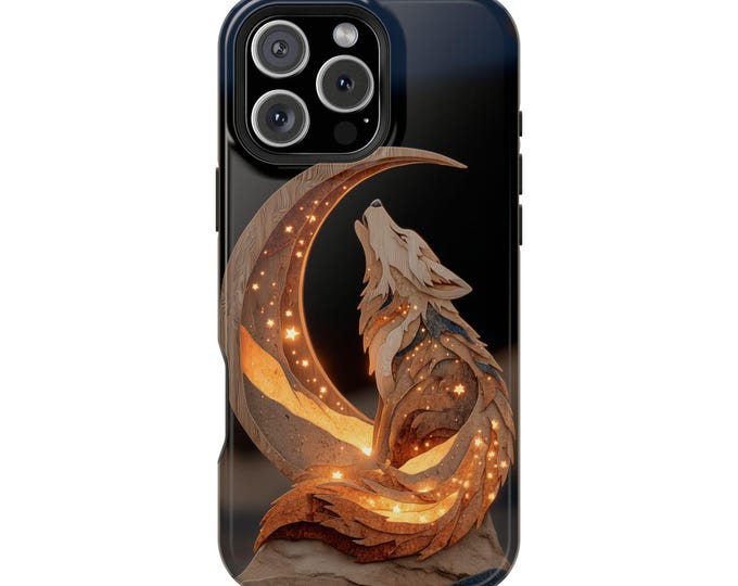 Howling Wolf Crescent Moon Phone Case: iPhone, Galaxy, Pixel - Lifetime Warranty
