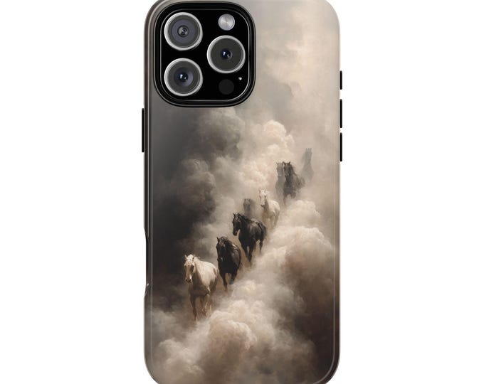 Horses Running Foggy Rush Horse Herd Phone Case: Tough Cover for iPhone (MagSafe Compatible), Samsung Galaxy, Pixel
