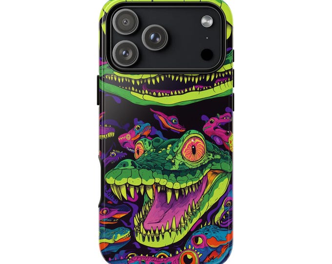 Psychedelic Crocodile Trippy Alligator Phone Case: iPhone, Galaxy, Pixel - Lifetime Warranty