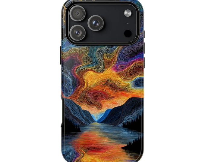 Psychedelic Sunset Wilderness Waves Phone Case: iPhone, Galaxy, Pixel - Lifetime Warranty