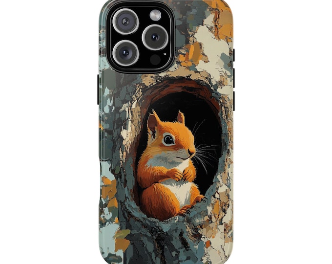 Squirrel Tree Hollow Nature Phone Case: iPhone, Galaxy, Pixel - Lifetime Warranty