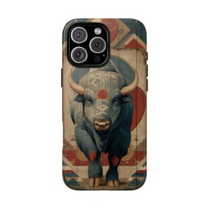 Rustic Buffalo Western Wood Tribal Bison Phone Case: iPhone, Samsung Galaxy, Pixel