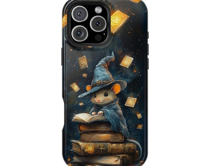 Wizard Tiny Mouse Reading Books Phone Case: iPhone, Galaxy, Pixel - Lifetime Warranty