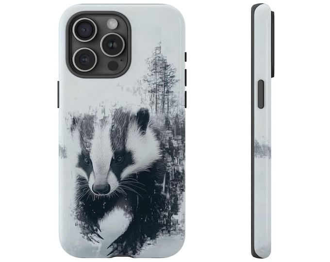 Honey Badger Forest White Pixel Motion Phone Case: iPhone, Galaxy, Pixel - Lifetime Warranty
