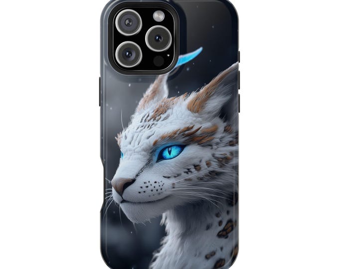 Snow Leopard Dragon Hybrid Ice Eyes Phone Case: iPhone, Galaxy, Pixel - Lifetime Warranty