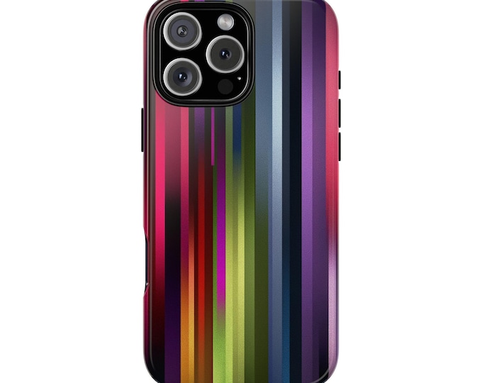 Metallic Colorful Lime Green Pink Lines Phone Case: iPhone, Galaxy, Pixel - Lifetime Warranty