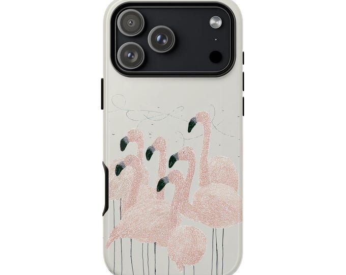 Flamingo Minimalist Illustration Phone Case: iPhone, Galaxy, Pixel - Lifetime Warranty
