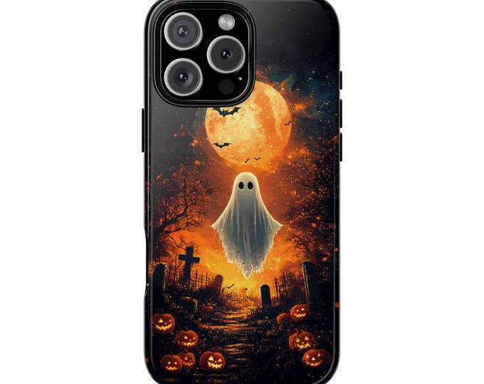 Spooky Ghost Halloween Graveyard Phone Case: iPhone, Galaxy, Pixel - Lifetime Warranty - Magsafe Wireless