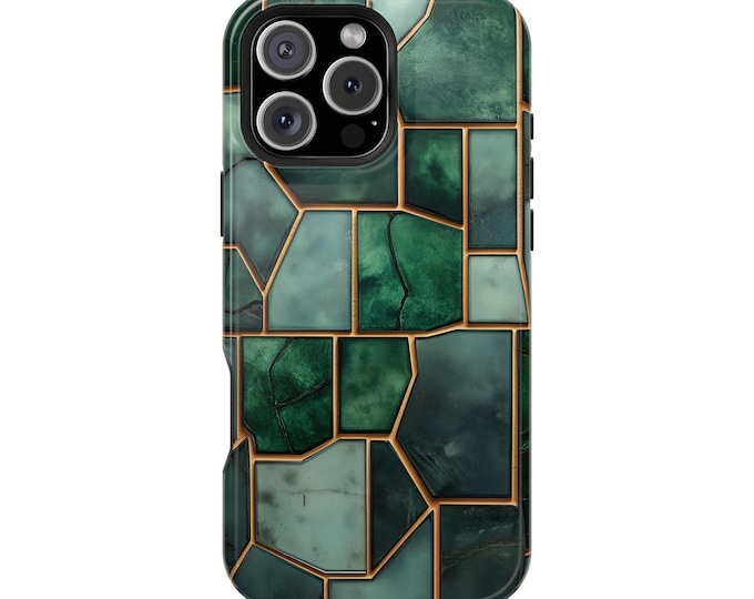 Emerald Green Mosaic Glass Tile Phone Case: iPhone, Galaxy, Pixel - Lifetime Warranty