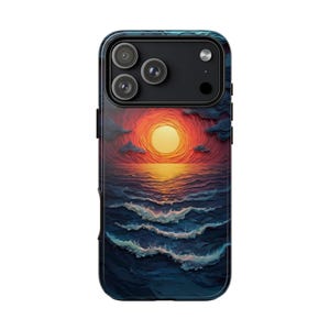Ember Ocean Sea Sunset Paper Waves Phone Case • iPhone Galaxy Pixel • Lifetime Warranty