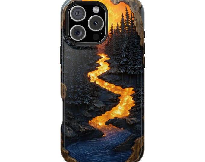 Carved Forest Wilderness Sunset  River Phone Case: iPhone, Galaxy, Pixel - Lifetime Warranty