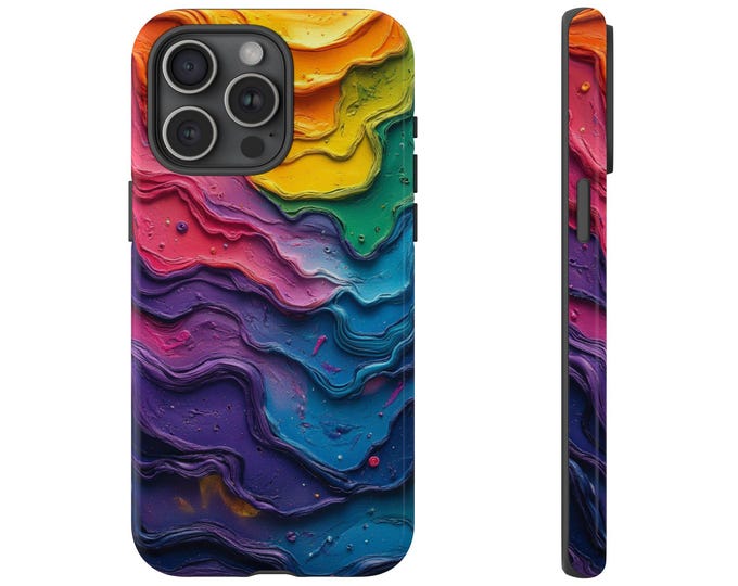 Thick Pastel Paint Case, Colorful Rainbow Painting Art Cover, Abstract Swirls Artist Design - Phone Case for iPhone, Samsung Galaxy, Pixel