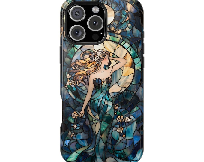 Art Nouveau Woman Stained Glass Phone Case: iPhone, Galaxy, Pixel - Lifetime Warranty