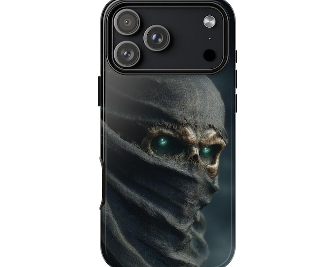 Skeleton Veil Teal Skull Eyes Phone Case: iPhone, Galaxy, Pixel - Lifetime Warranty