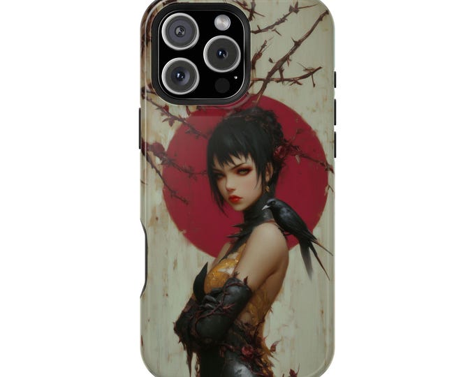 Gothic Girl Black Raven Dress Phone Case: iPhone, Galaxy, Pixel - Lifetime Warranty