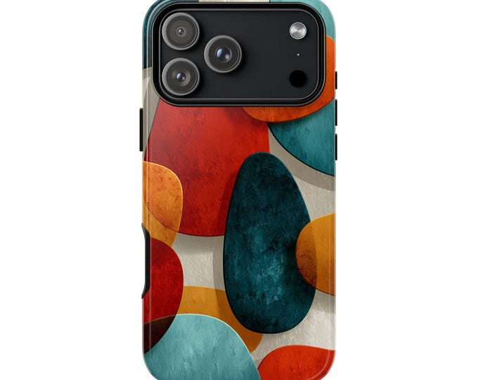 Orange Teal Abstract Seamless Shapes Phone Case: iPhone, Galaxy, Pixel - Lifetime Warranty