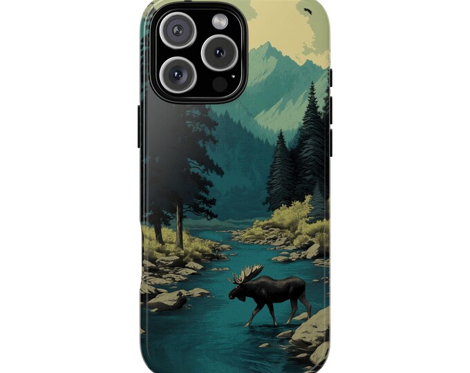 Bull Moose Vintage Blue Wilderness Lakes Phone Case: iPhone, Galaxy, Pixel - MagSafe Compatible