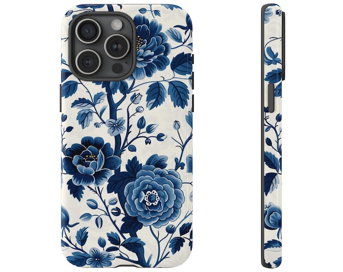 Toile De Jouy Blue Flower Phone Case: iPhone, Galaxy, Pixel - Lifetime Warranty