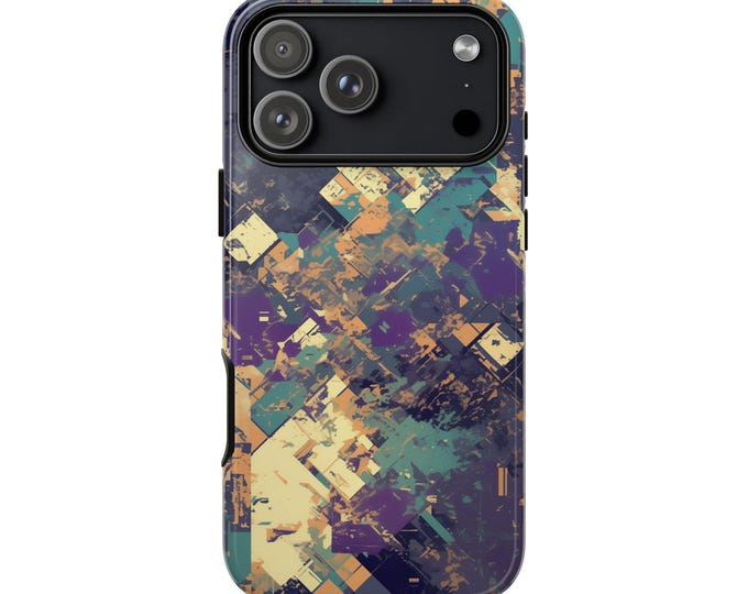 Glitch Camo Purple Blue Distortion Phone Case: iPhone, Galaxy, Pixel - Lifetime Warranty