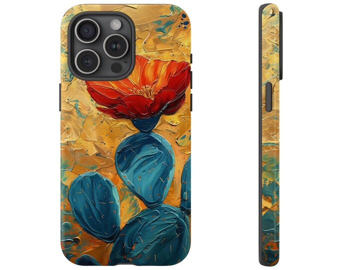 Cactus Flower Pastel Art Painting Cover Phone Case: iPhone, Galaxy, Pixel - Lifetime Warranty