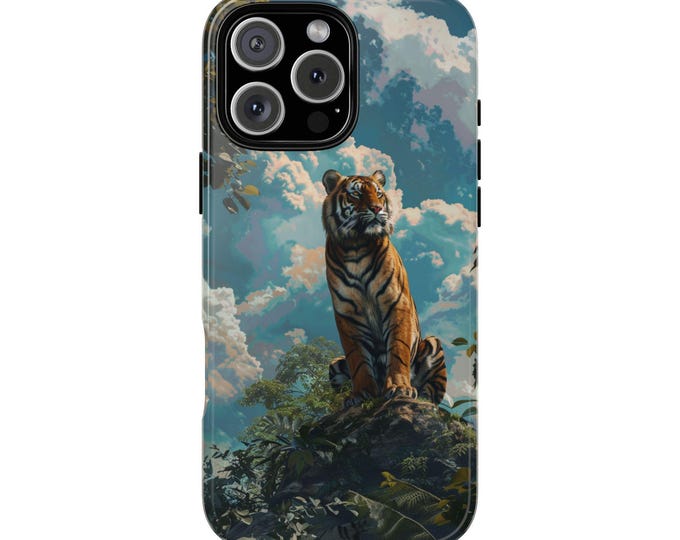 Tiger Bengal Cliff Jungle Blue Skies Phone Case: iPhone, Galaxy, Pixel - Lifetime Warranty