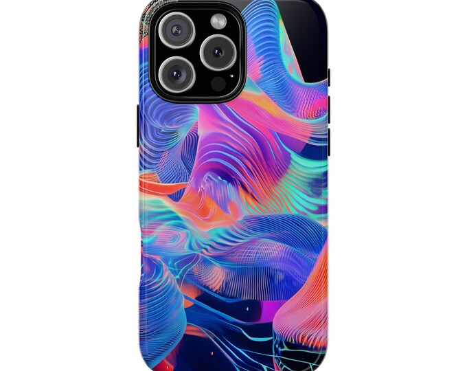 Iridescent Fluid Audio Waves Synth Phone Case: iPhone, Galaxy, Pixel - Lifetime Warranty