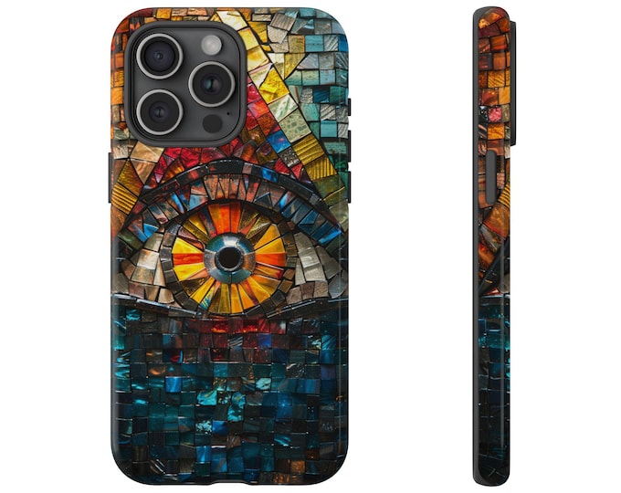 All Seeing Eye Mosaic Stained Glass Phone Case: iPhone, Galaxy, Pixel - Lifetime Warranty