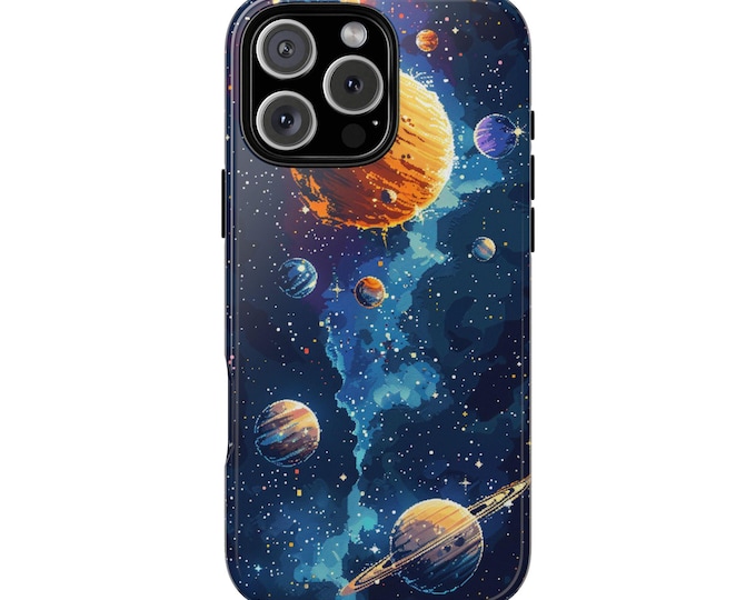 Space Planets Pixel System Cosmos Art Phone Case: iPhone, Galaxy, Pixel - Lifetime Warranty