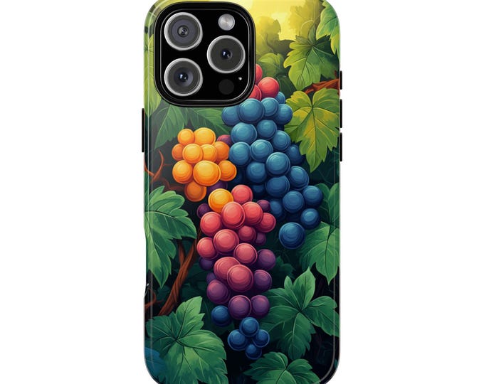 Grapes Purple Orange Vines Green Leaves Phone Case: iPhone, Galaxy, Pixel - Lifetime Warranty