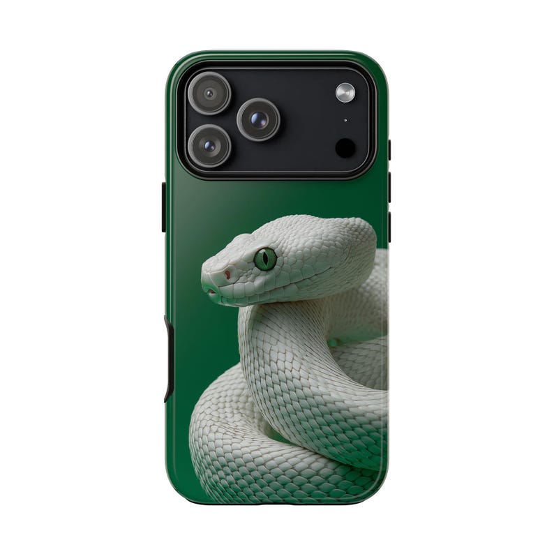 White Python Snake Green Phone Case: iPhone, Galaxy, Pixel - Personalized, MagSafe, Lifetime Warranty imagen 1