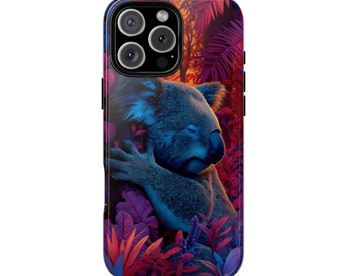 Koala Dreams Neon Jungle Bear Wilderness Phone Case: Tough Cover for iPhone (MagSafe Compatible), Samsung Galaxy, Pixel