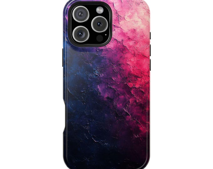 Magenta Blue Pastel Brush Texture UV Phone Case: iPhone, Galaxy, Pixel - Lifetime Warranty