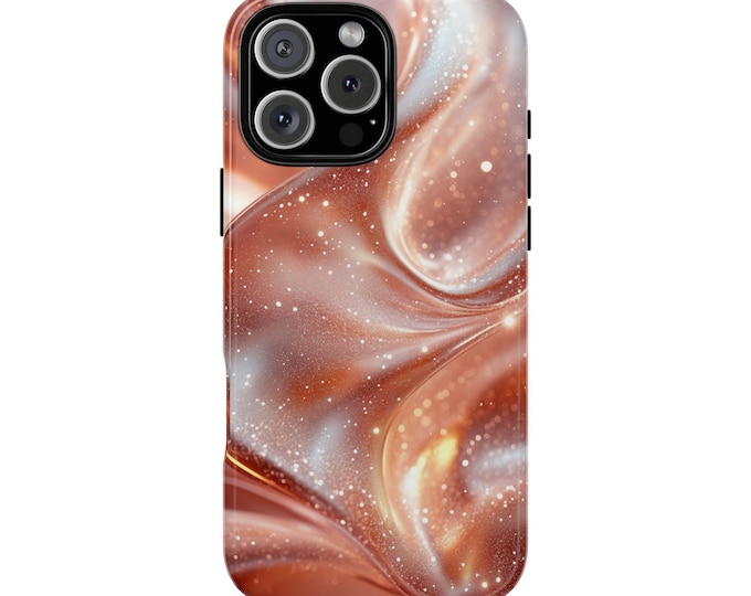 Amber Pink Swirls Rose Gold Waves Phone Case: iPhone, Galaxy, Pixel - Lifetime Warranty