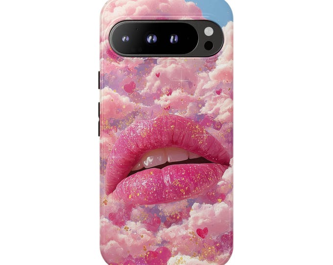 Glossy Lips Pink Love Sky Clouds Phone Case: iPhone, Galaxy, Pixel - Lifetime Warranty