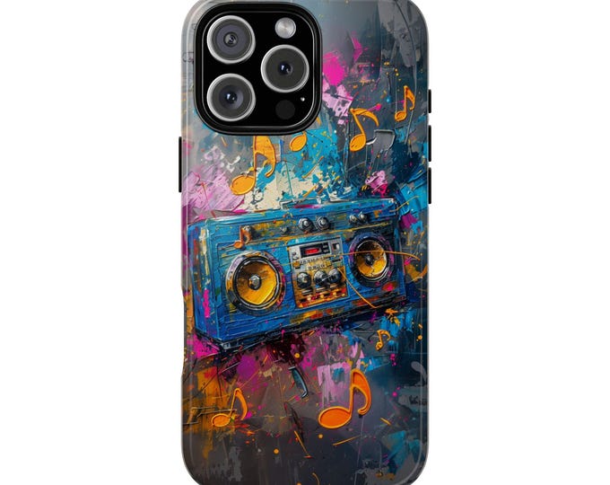 Boombox Radio Retro 80s Music Painting Phone Case: iPhone, Galaxy, Pixel - Lifetime Warranty