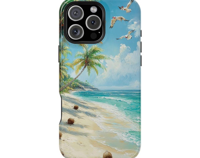 Pastel Tropical Palm Tree Beach Summer Phone Case: iPhone, Galaxy, Pixel - Lifetime Warranty