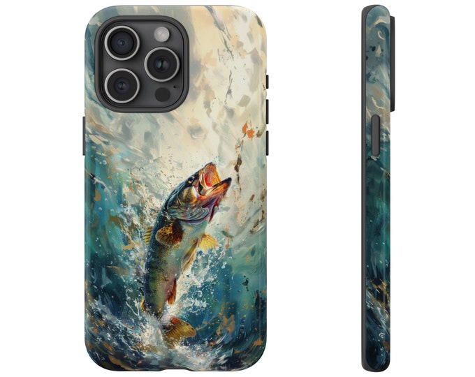Bass Flow Big Mouth Bass Fish in River Splash Phone Case: iPhone, Galaxy, Pixel - Lifetime Warranty