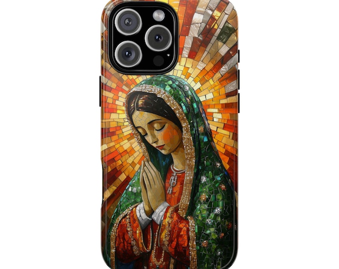 Our Lady Virgin Mary Stained Glass Mosaic Phone Case: iPhone, Galaxy, Pixel - Lifetime Warranty