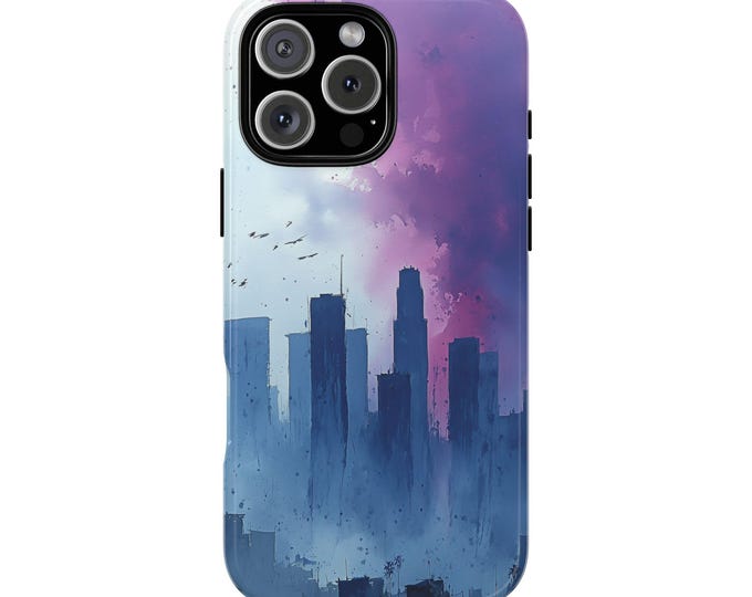 Storm Washed Skyline City Buildings Phone Case: iPhone, Galaxy, Pixel - MagSafe Compatible